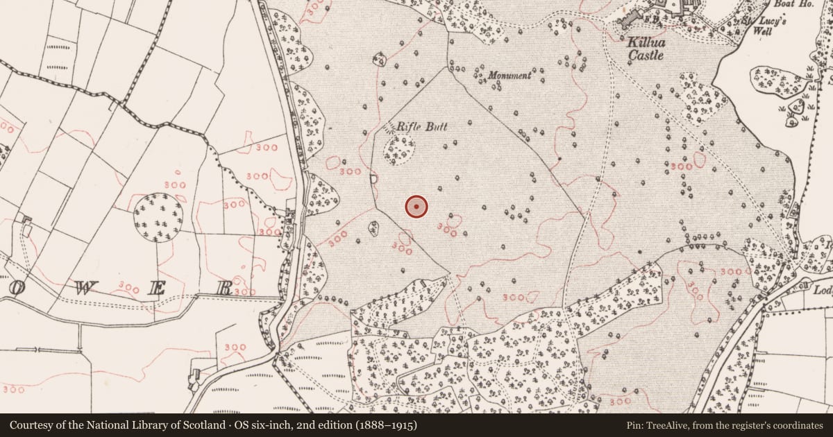 Ordnance Survey six-inch map, 2nd edition (1888–1915) covering the location of Barrow - unclassified, Killua, County Westmeath, with a pin at the register's coordinates