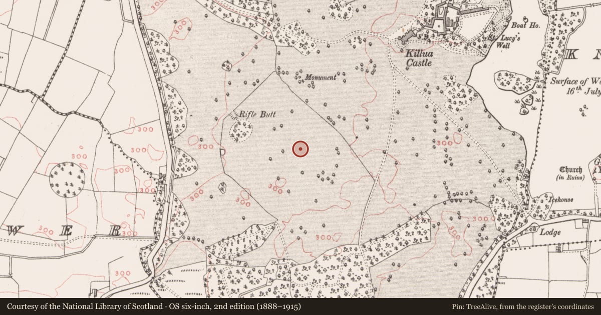 Ordnance Survey six-inch map, 2nd edition (1888–1915) covering the location of Barrow - unclassified, Killua, County Westmeath, with a pin at the register's coordinates