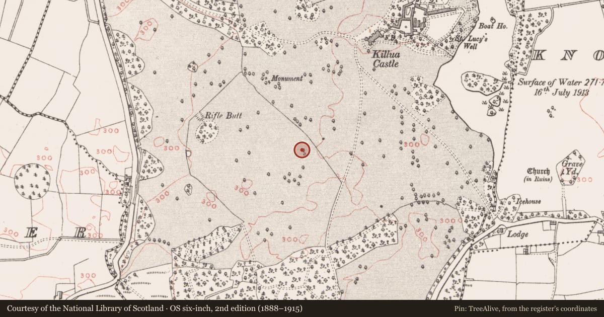 Ordnance Survey six-inch map, 2nd edition (1888–1915) covering the location of Barrow - unclassified, Killua, County Westmeath, with a pin at the register's coordinates