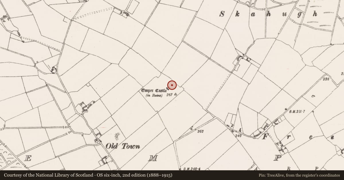 Ordnance Survey six-inch map, 2nd edition (1888–1915) covering the location of Bawn, Emper, County Westmeath, with a pin at the register's coordinates
