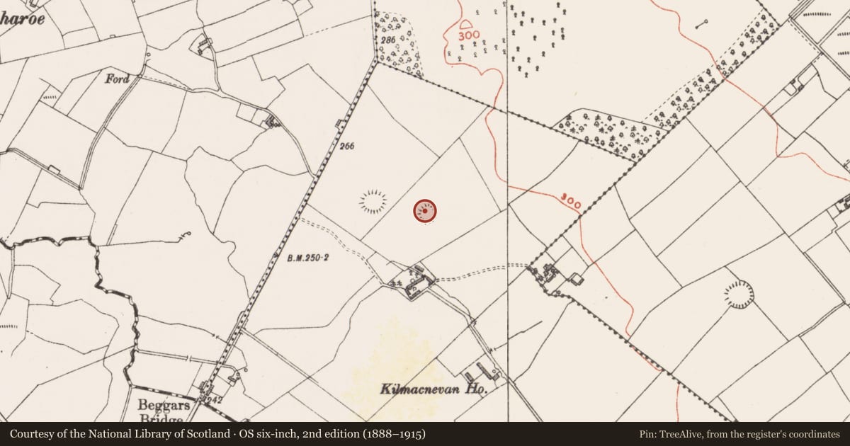 Ordnance Survey six-inch map, 2nd edition (1888–1915) covering the location of Ringfort - rath, Kilmacnevan, County Westmeath, with a pin at the register's coordinates