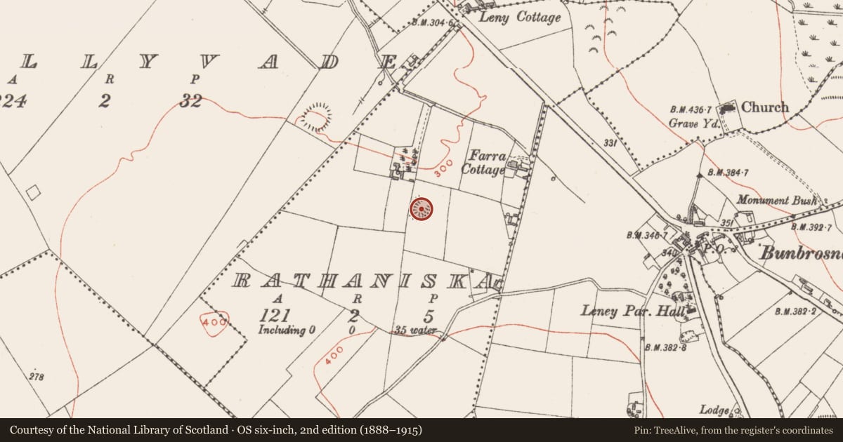 Ordnance Survey six-inch map, 2nd edition (1888–1915) covering the location of Ringfort - rath, Rathaniska, County Westmeath, with a pin at the register's coordinates