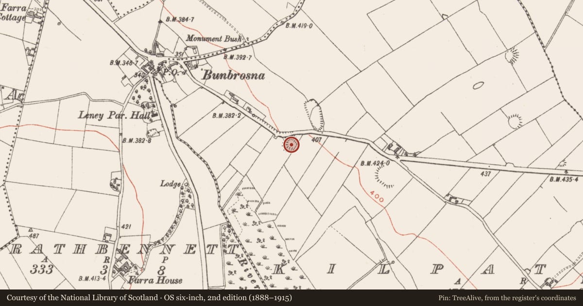 Ordnance Survey six-inch map, 2nd edition (1888–1915) covering the location of Ringfort - rath, Kilpatrick, County Westmeath, with a pin at the register's coordinates