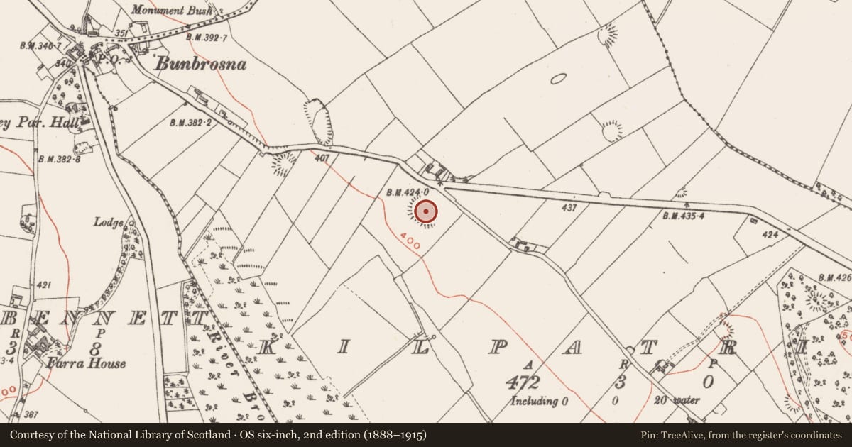 Ordnance Survey six-inch map, 2nd edition (1888–1915) covering the location of Ringfort - rath, Kilpatrick, County Westmeath, with a pin at the register's coordinates