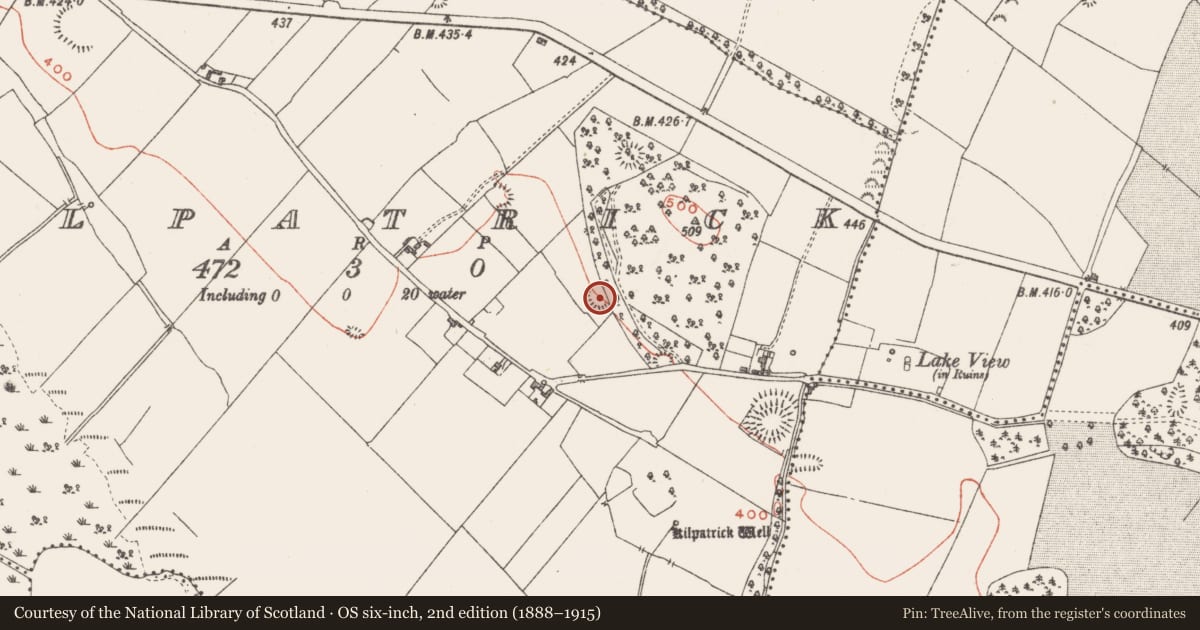 Ordnance Survey six-inch map, 2nd edition (1888–1915) covering the location of Ringfort - rath, Kilpatrick, County Westmeath, with a pin at the register's coordinates