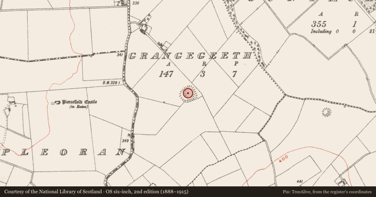 Ordnance Survey six-inch map, 2nd edition (1888–1915) covering the location of House - indeterminate date, Grangegeeth, County Westmeath, with a pin at the register's coordinates