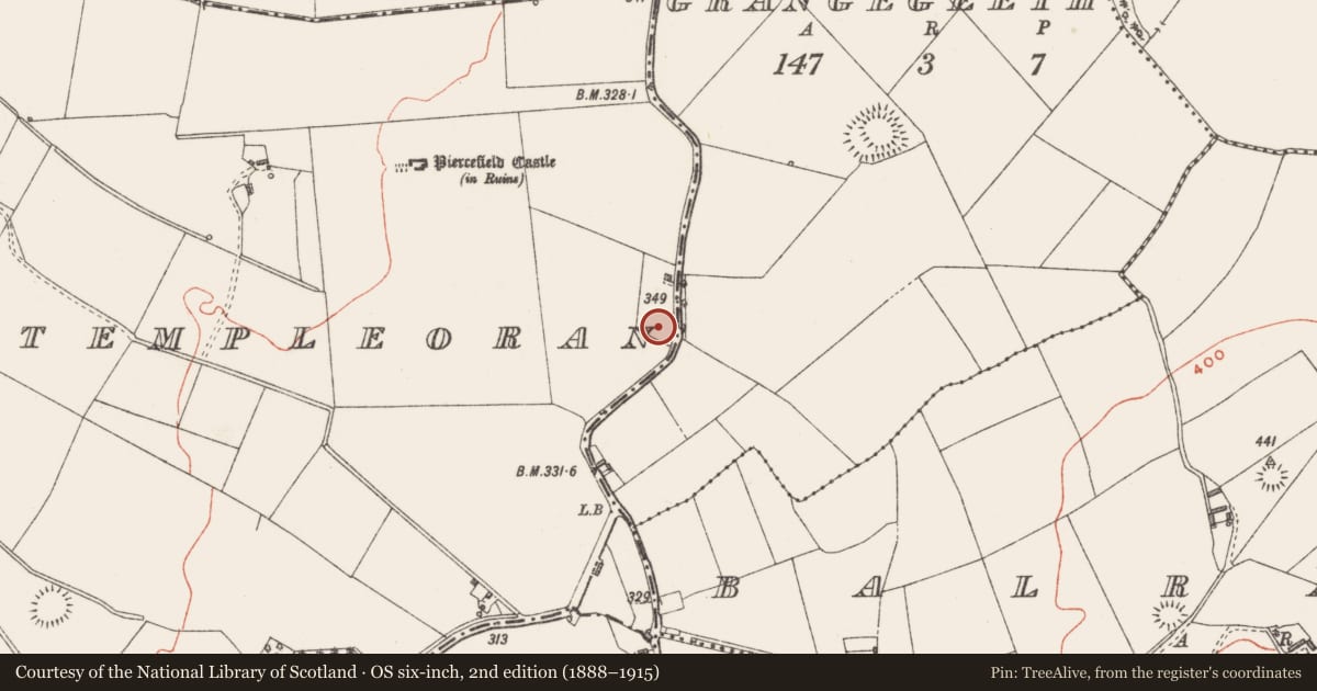 Ordnance Survey six-inch map, 2nd edition (1888–1915) covering the location of Ringfort - unclassified, Piercefield Or Templeoran, County Westmeath, with a pin at the register's coordinates