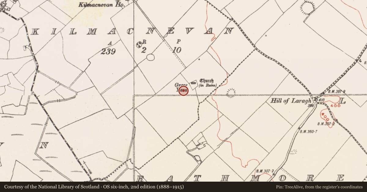 Ordnance Survey six-inch map, 2nd edition (1888–1915) covering the location of House - indeterminate date, Kilmacnevan, County Westmeath, with a pin at the register's coordinates