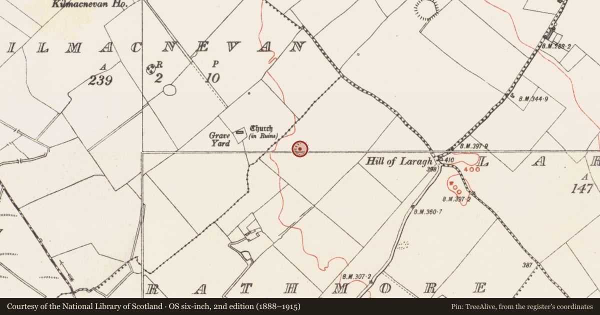Ordnance Survey six-inch map, 2nd edition (1888–1915) covering the location of Ringfort - rath, Rathmore, County Westmeath, with a pin at the register's coordinates