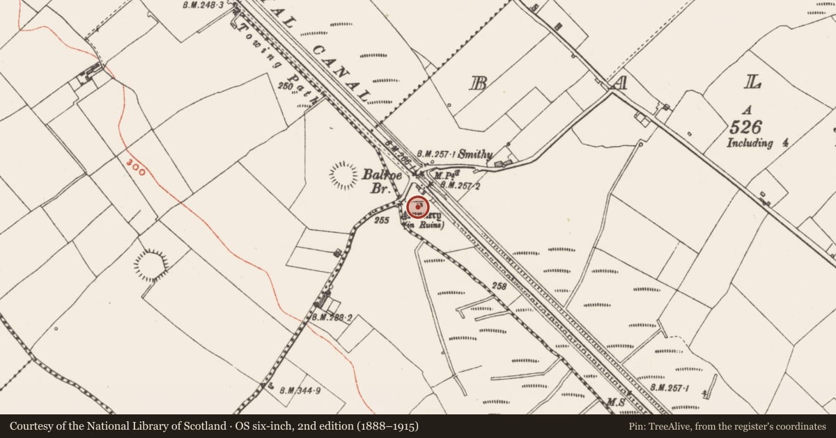 Ordnance Survey six-inch map, 2nd edition (1888–1915) covering the location of Religious house - unclassified, Balroe, County Westmeath, with a pin at the register's coordinates