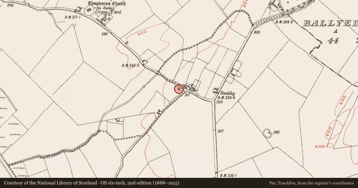Ordnance Survey six-inch map, 2nd edition (1888–1915) covering the location of Ringfort - rath, Piercefield Or Templeoran, Johnstown, County Westmeath, with a pin at the register's coordinates
