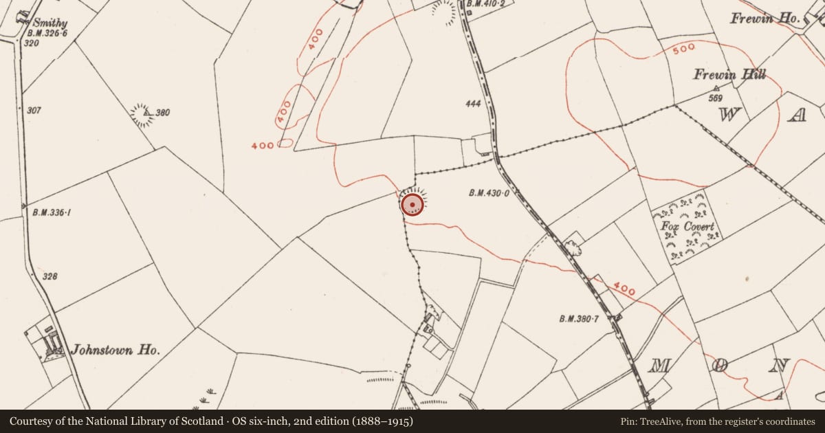 Ordnance Survey six-inch map, 2nd edition (1888–1915) covering the location of Ringfort - rath, Monroe Or Johnstown (Nugent), County Westmeath, with a pin at the register's coordinates