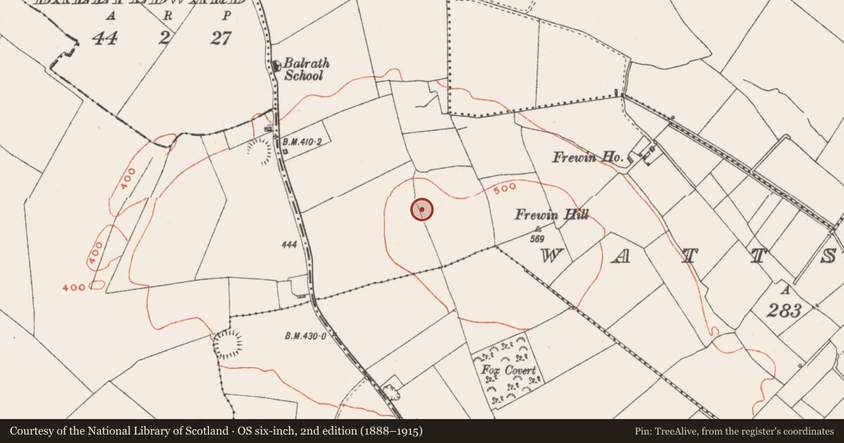 Ordnance Survey six-inch map, 2nd edition (1888–1915) covering the location of Barrow - bowl-barrow, Wattstown, County Westmeath, with a pin at the register's coordinates