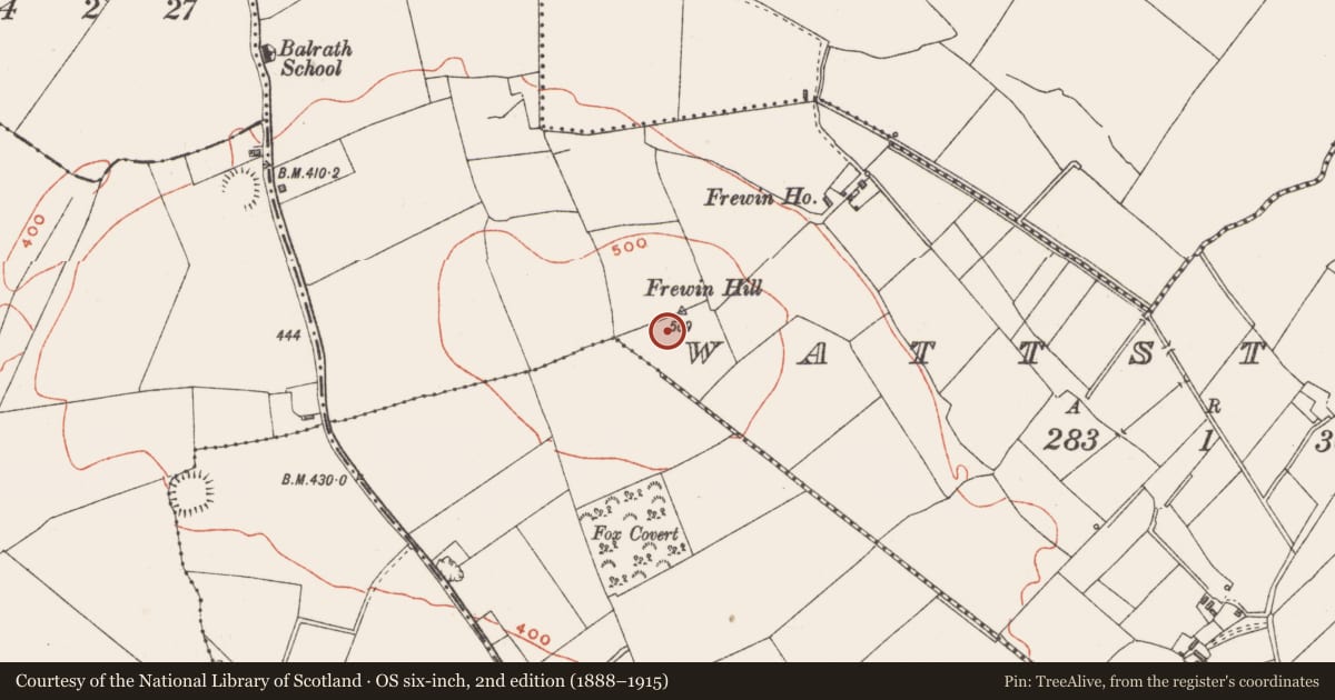 Ordnance Survey six-inch map, 2nd edition (1888–1915) covering the location of Barrow - bowl-barrow, Wattstown, County Westmeath, with a pin at the register's coordinates