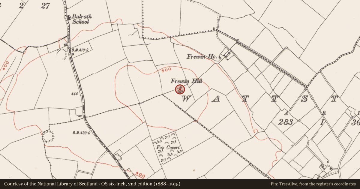 Ordnance Survey six-inch map, 2nd edition (1888–1915) covering the location of Barrow - mound barrow, Wattstown, County Westmeath, with a pin at the register's coordinates