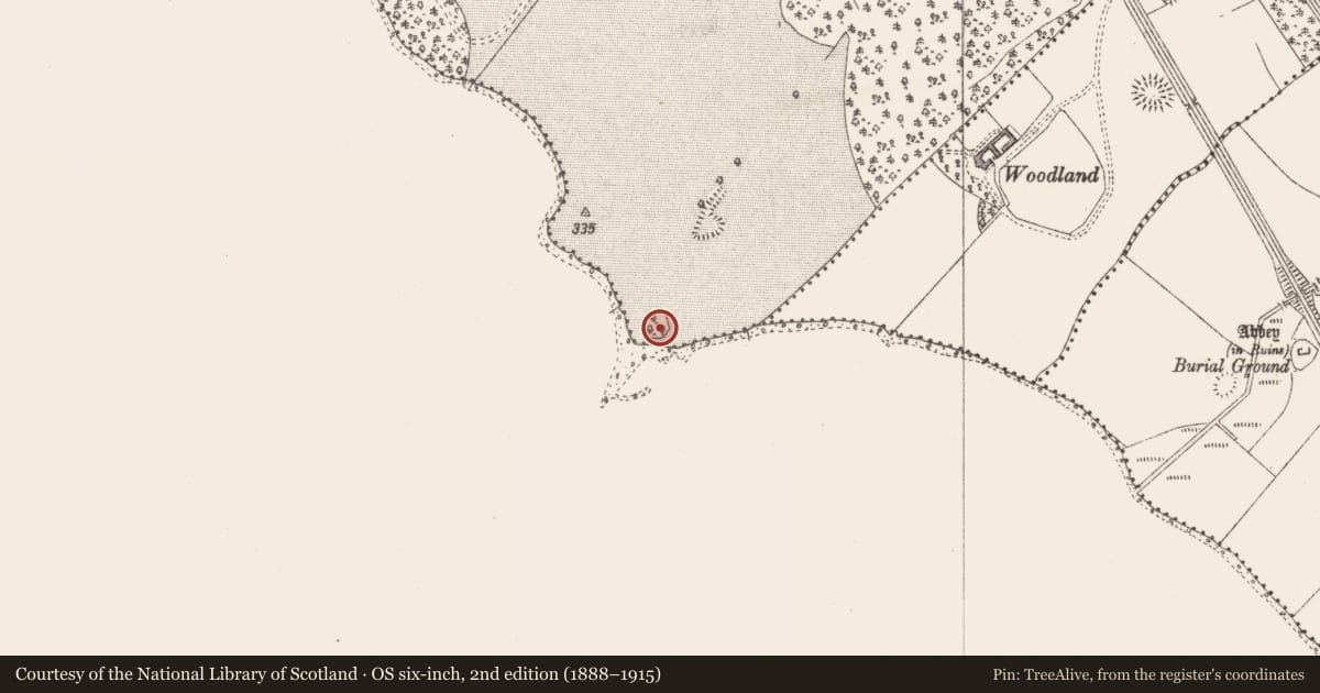 Ordnance Survey six-inch map, 2nd edition (1888–1915) covering the location of Barrow - stepped barrow, Clanhugh Demesne, County Westmeath, with a pin at the register's coordinates