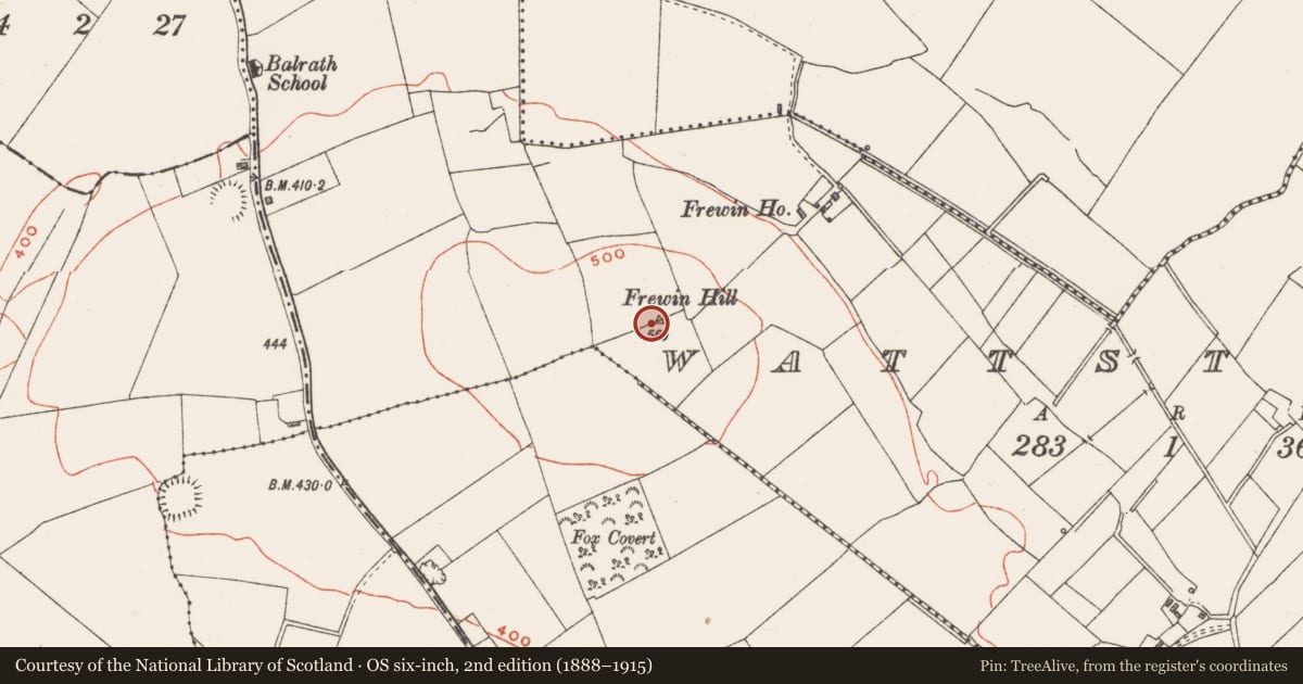 Ordnance Survey six-inch map, 2nd edition (1888–1915) covering the location of Barrow - bowl-barrow, Wattstown, County Westmeath, with a pin at the register's coordinates
