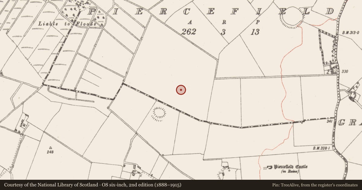 Ordnance Survey six-inch map, 2nd edition (1888–1915) covering the location of Ringfort - unclassified, Piercefield, County Westmeath, with a pin at the register's coordinates