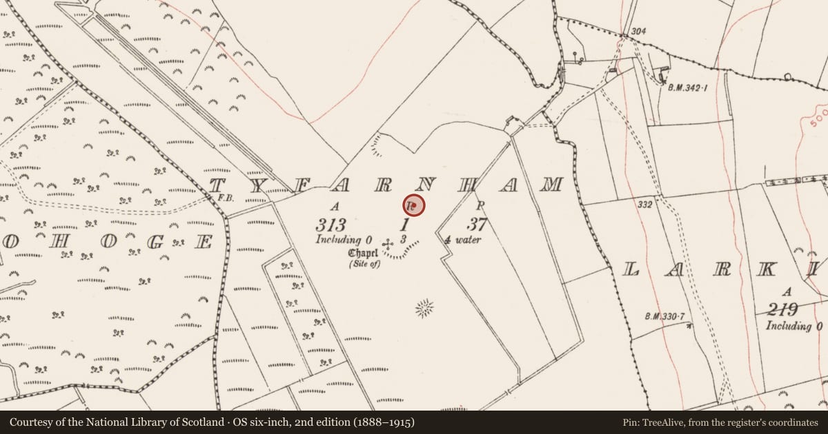 Ordnance Survey six-inch map, 2nd edition (1888–1915) covering the location of Settlement deserted - medieval, Tyfarnham, County Westmeath, with a pin at the register's coordinates