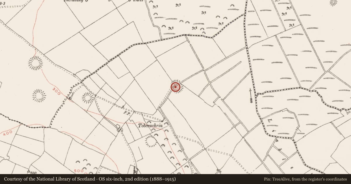 Ordnance Survey six-inch map, 2nd edition (1888–1915) covering the location of Ringfort - rath, Knightswood, County Westmeath, with a pin at the register's coordinates