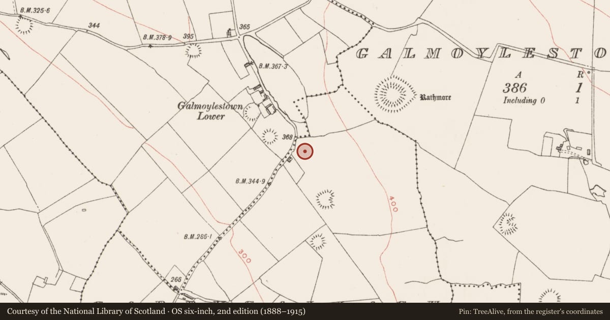 Ordnance Survey six-inch map, 2nd edition (1888–1915) covering the location of Ringfort - rath, Garrysallagh, County Westmeath, with a pin at the register's coordinates