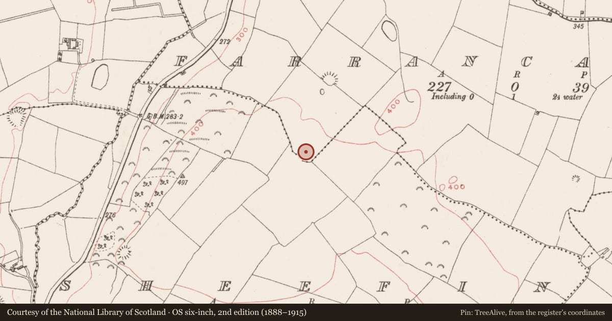 Ordnance Survey six-inch map, 2nd edition (1888–1915) covering the location of Ringfort - rath, Farrancallin, County Westmeath, with a pin at the register's coordinates