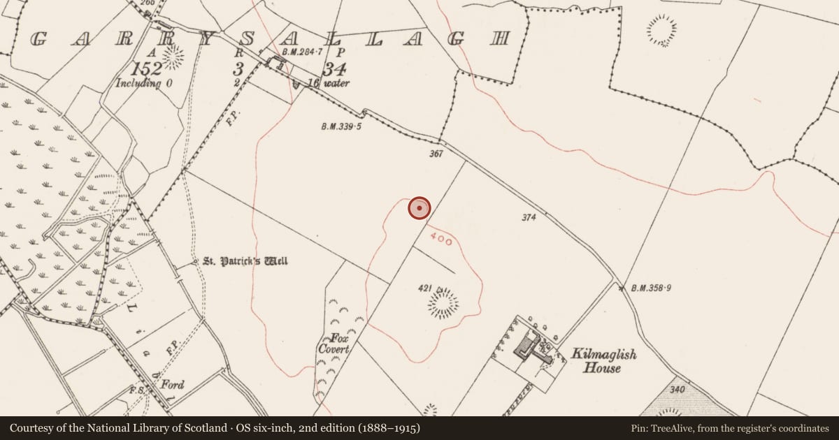 Ordnance Survey six-inch map, 2nd edition (1888–1915) covering the location of Ringfort - rath, Kilmaglish, County Westmeath, with a pin at the register's coordinates