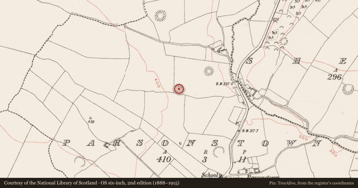 Ordnance Survey six-inch map, 2nd edition (1888–1915) covering the location of Ringfort - rath, Parsonstown, County Westmeath, with a pin at the register's coordinates