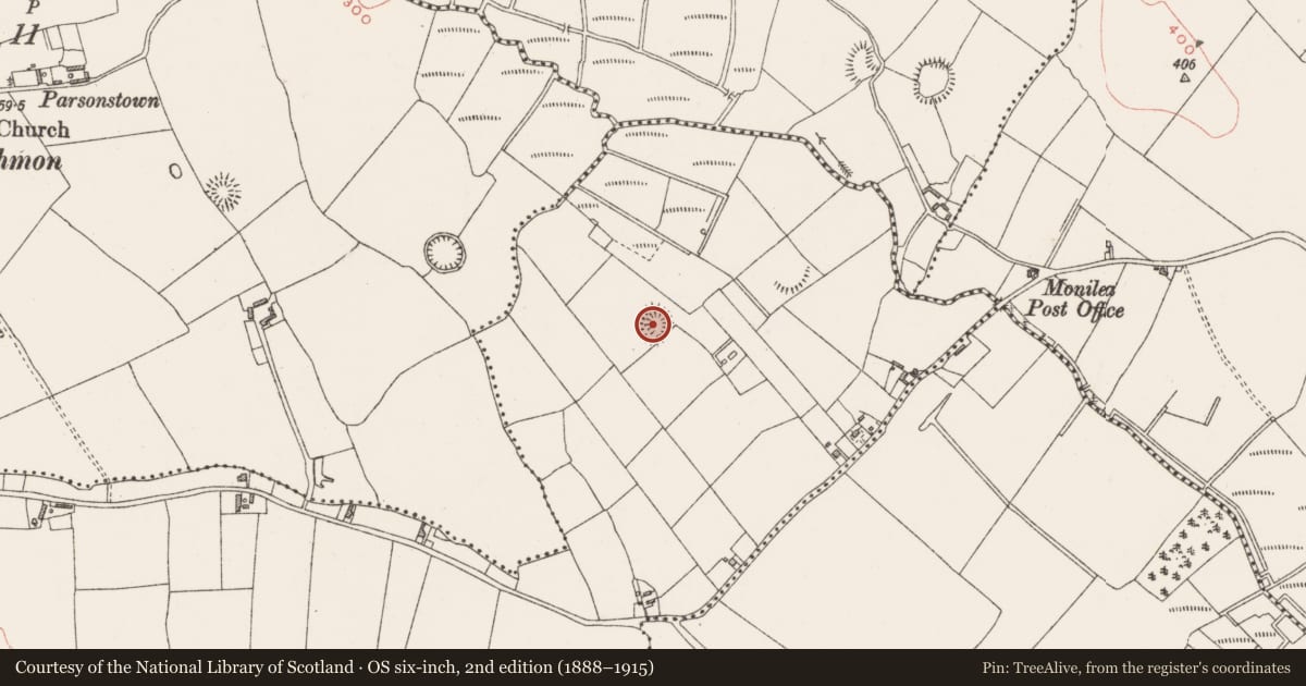 Ordnance Survey six-inch map, 2nd edition (1888–1915) covering the location of Ringfort - rath, Knockatee, County Westmeath, with a pin at the register's coordinates