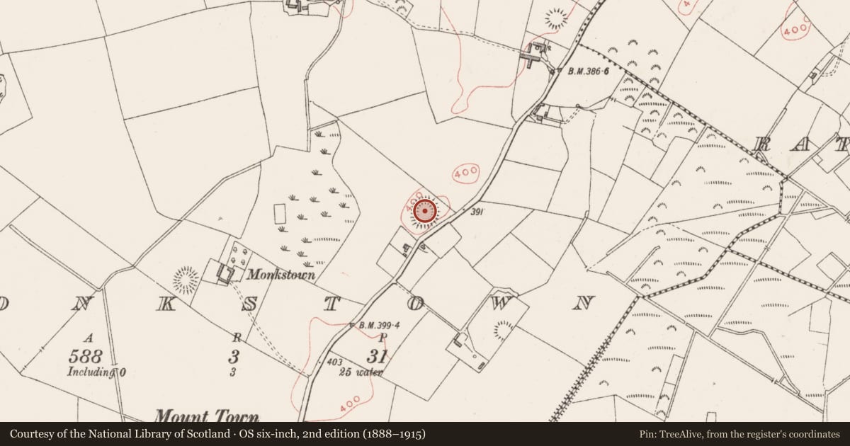 Ordnance Survey six-inch map, 2nd edition (1888–1915) covering the location of Ringfort - rath, Monkstown, County Westmeath, with a pin at the register's coordinates