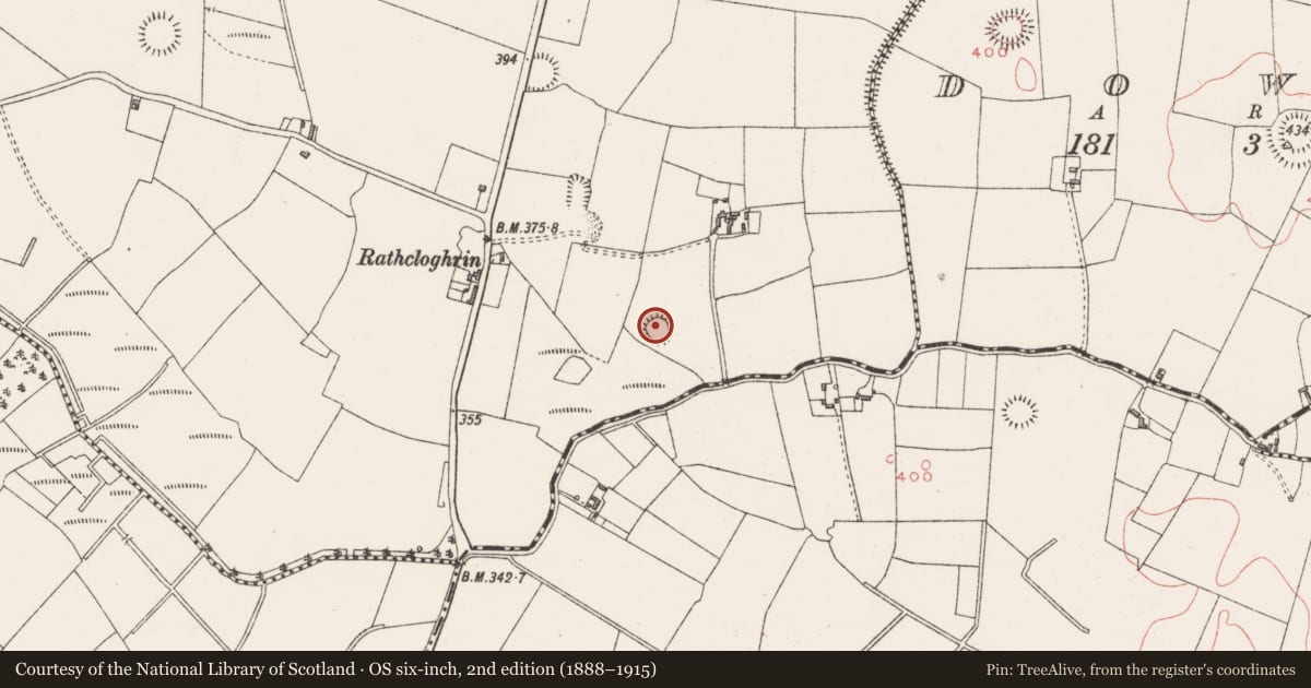 Ordnance Survey six-inch map, 2nd edition (1888–1915) covering the location of Ringfort - rath, Monkstown, County Westmeath, with a pin at the register's coordinates