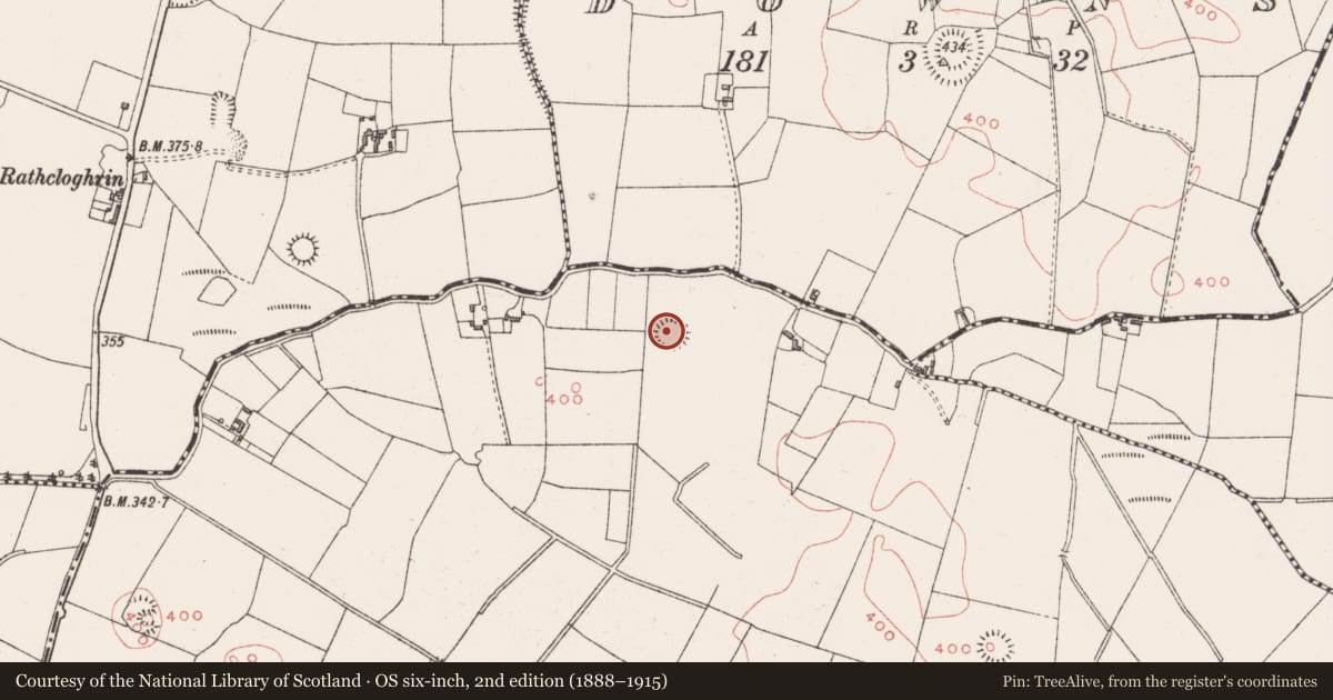 Ordnance Survey six-inch map, 2nd edition (1888–1915) covering the location of Ringfort - unclassified, Clonkill, County Westmeath, with a pin at the register's coordinates