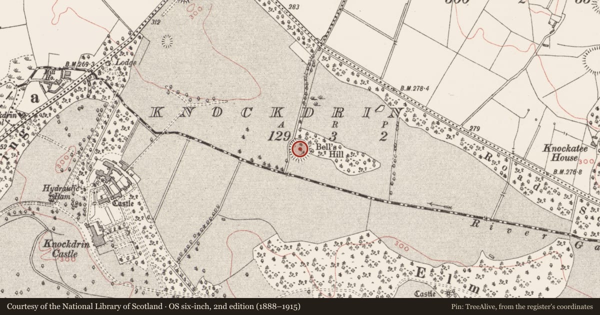 Ordnance Survey six-inch map, 2nd edition (1888–1915) covering the location of Ringfort - rath, Knockdrin, County Westmeath, with a pin at the register's coordinates
