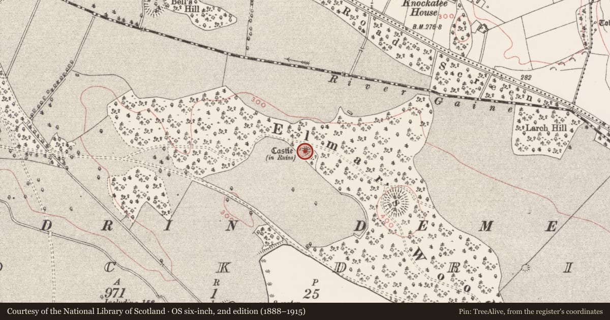 Ordnance Survey six-inch map, 2nd edition (1888–1915) covering the location of Icehouse, Knockdrin, County Westmeath, with a pin at the register's coordinates