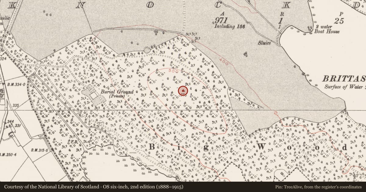 Ordnance Survey six-inch map, 2nd edition (1888–1915) covering the location of Barrow - mound barrow, Knockdrin, County Westmeath, with a pin at the register's coordinates