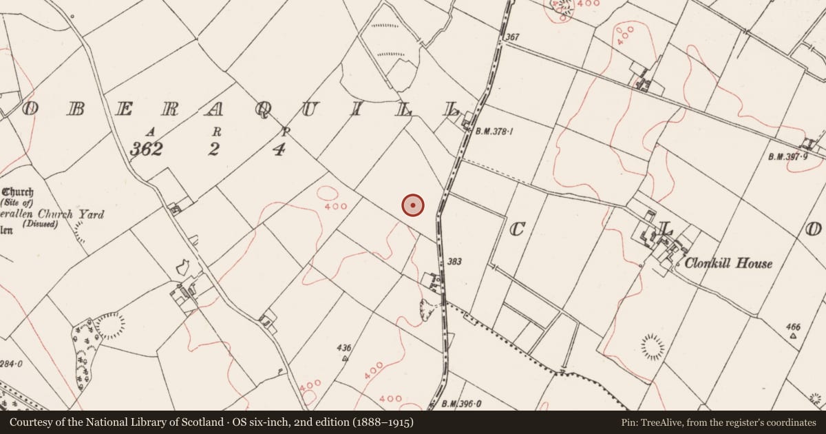 Ordnance Survey six-inch map, 2nd edition (1888–1915) covering the location of Ringfort - unclassified, Toberaquill, County Westmeath, with a pin at the register's coordinates