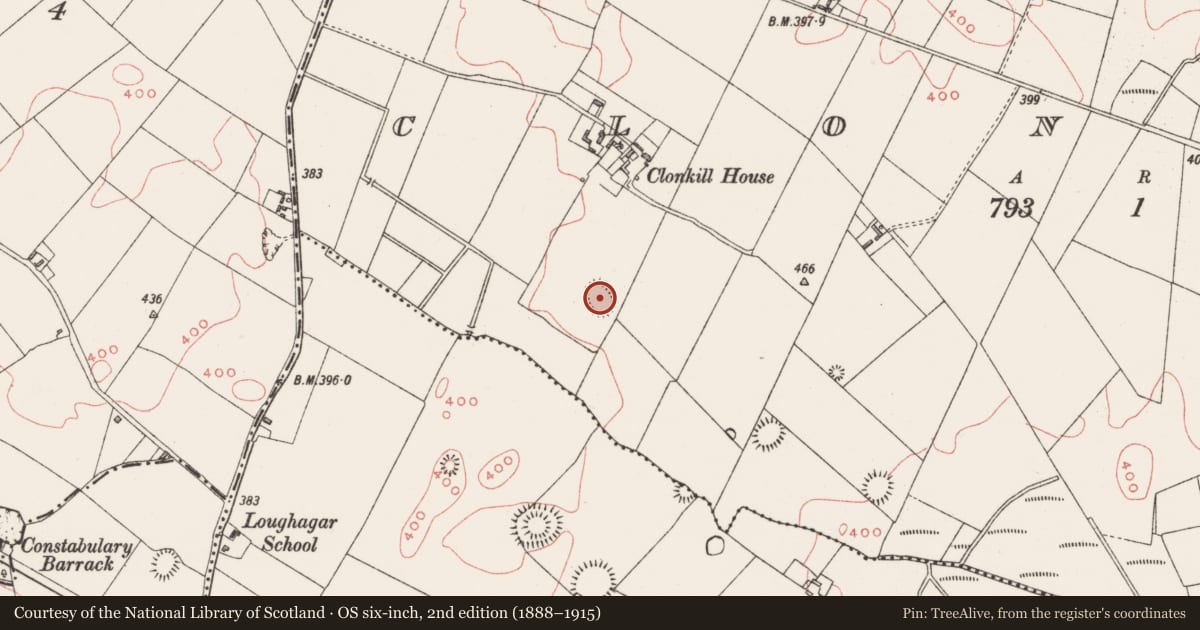Ordnance Survey six-inch map, 2nd edition (1888–1915) covering the location of Ringfort - rath, Clonkill, County Westmeath, with a pin at the register's coordinates