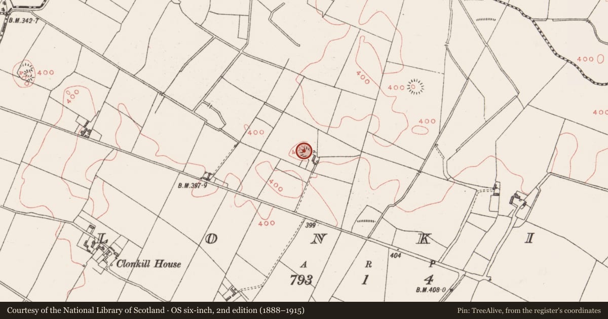 Ordnance Survey six-inch map, 2nd edition (1888–1915) covering the location of Ringfort - rath, Clonkill, County Westmeath, with a pin at the register's coordinates