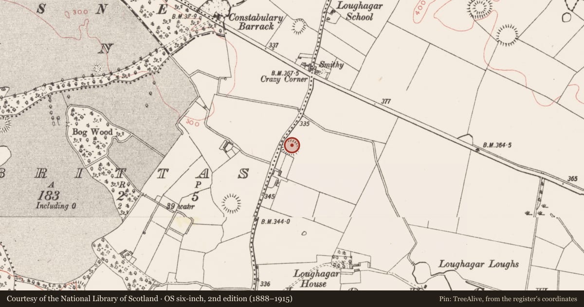 Ordnance Survey six-inch map, 2nd edition (1888–1915) covering the location of Ringfort - rath, Loughagar More, County Westmeath, with a pin at the register's coordinates