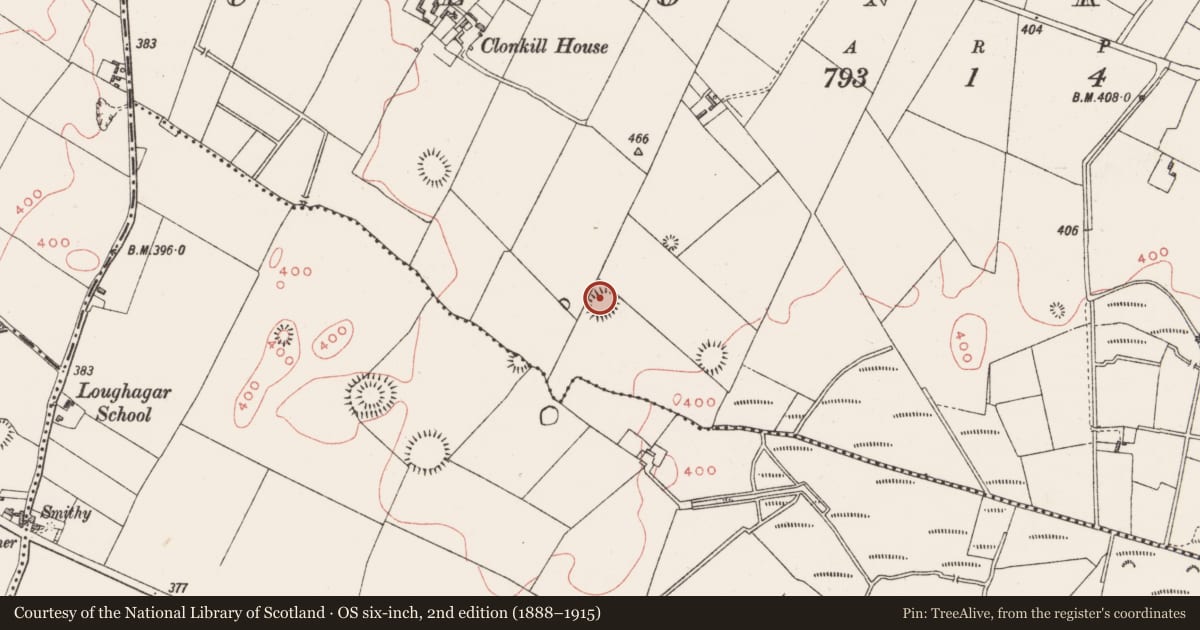Ordnance Survey six-inch map, 2nd edition (1888–1915) covering the location of Ringfort - rath, Clonkill, County Westmeath, with a pin at the register's coordinates
