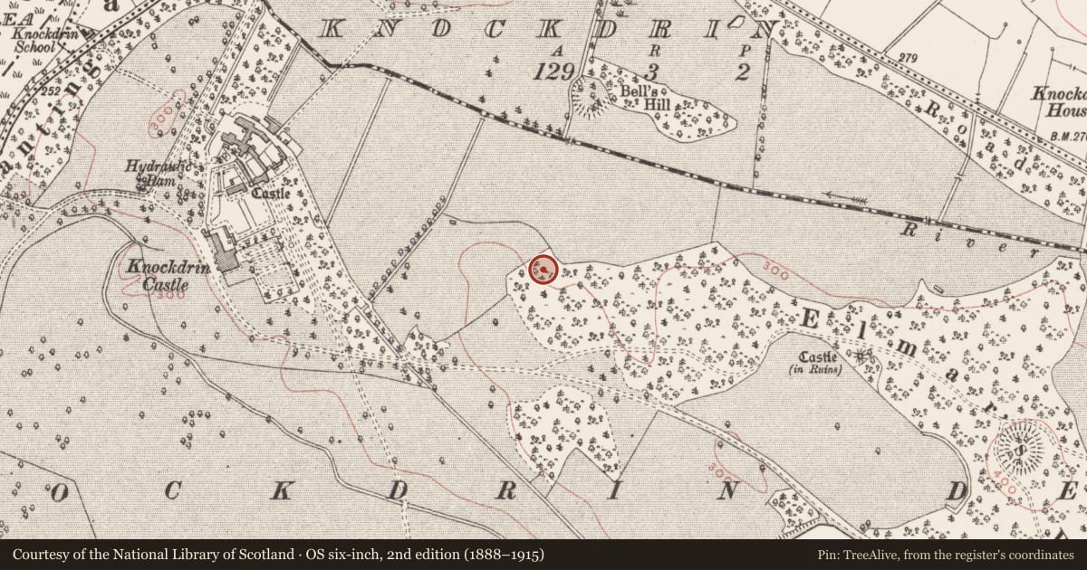 Ordnance Survey six-inch map, 2nd edition (1888–1915) covering the location of Quarry, Knockdrin, County Westmeath, with a pin at the register's coordinates
