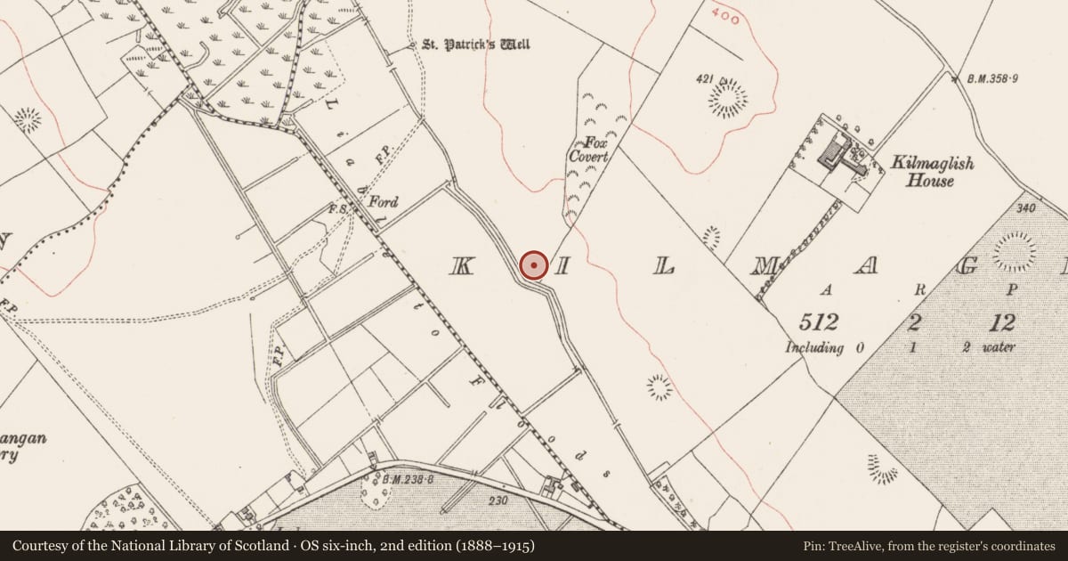 Ordnance Survey six-inch map, 2nd edition (1888–1915) covering the location of Ringfort - unclassified, Kilmaglish, County Westmeath, with a pin at the register's coordinates