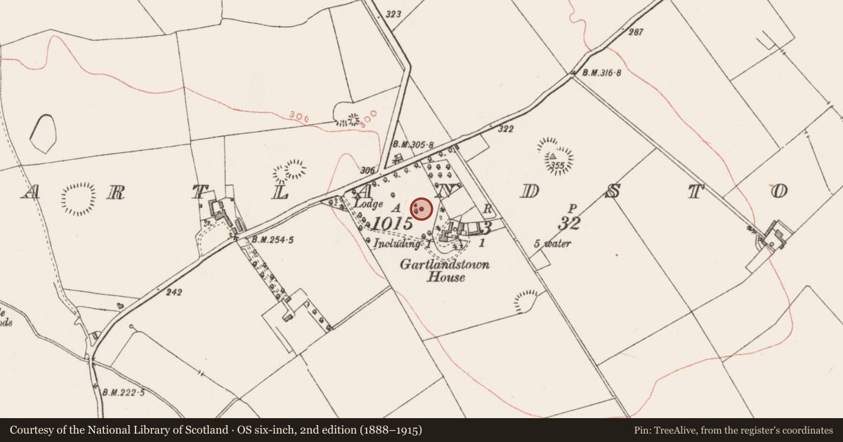Ordnance Survey six-inch map, 2nd edition (1888–1915) covering the location of Ringfort - unclassified, Gartlandstown, County Westmeath, with a pin at the register's coordinates