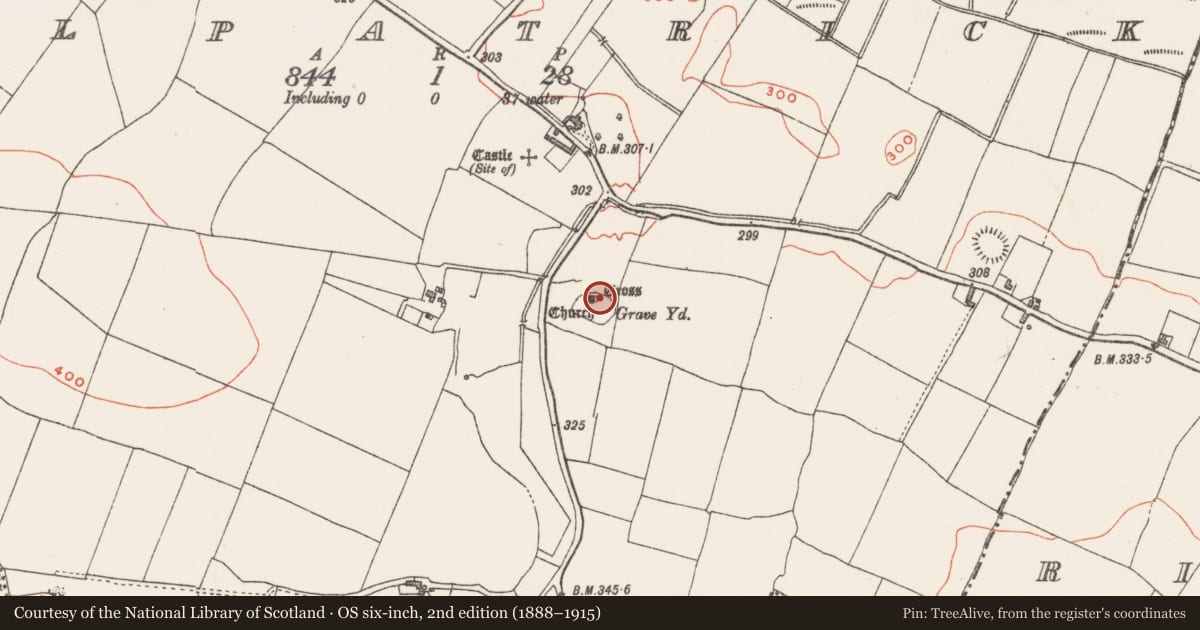 Ordnance Survey six-inch map, 2nd edition (1888–1915) covering the location of Cross, Kilpatrick, County Westmeath, with a pin at the register's coordinates