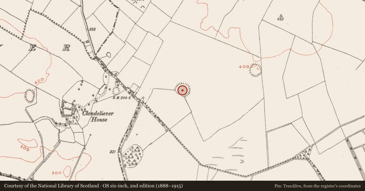 Ordnance Survey six-inch map, 2nd edition (1888–1915) covering the location of Ringfort - rath, Rickardstown, County Westmeath, with a pin at the register's coordinates
