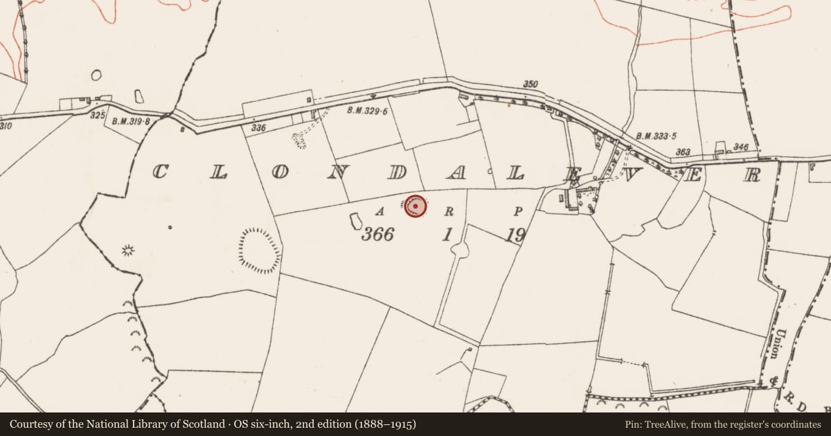 Ordnance Survey six-inch map, 2nd edition (1888–1915) covering the location of Ringfort - rath, Clondalever, County Westmeath, with a pin at the register's coordinates