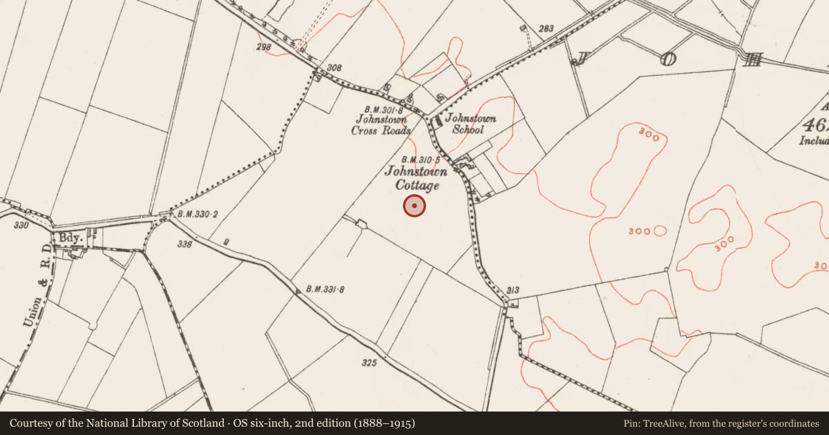 Ordnance Survey six-inch map, 2nd edition (1888–1915) covering the location of Standing stone, Battstown, County Westmeath, with a pin at the register's coordinates
