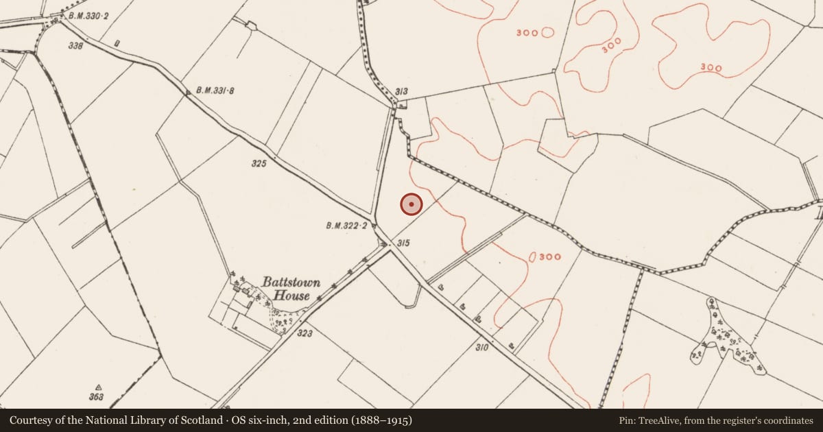 Ordnance Survey six-inch map, 2nd edition (1888–1915) covering the location of Settlement deserted - medieval, Battstown, County Westmeath, with a pin at the register's coordinates