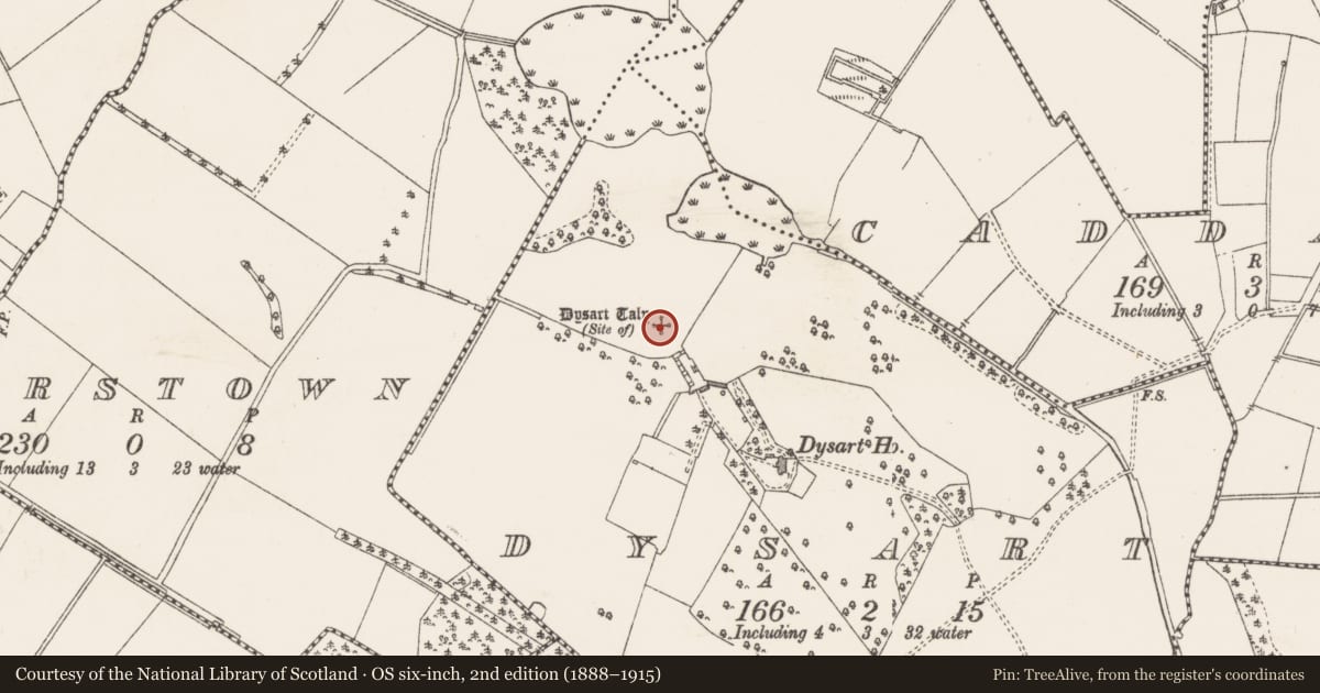 Ordnance Survey six-inch map, 2nd edition (1888–1915) covering the location of Church, Dysart, County Westmeath, with a pin at the register's coordinates