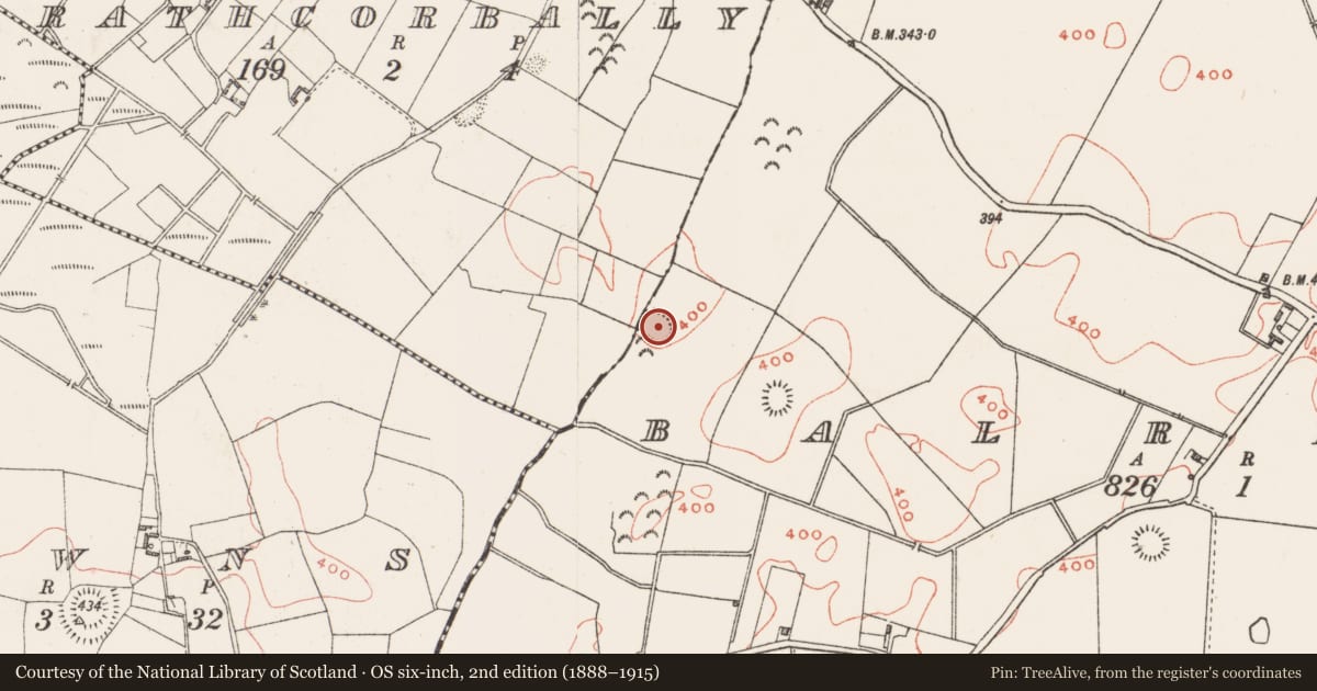 Ordnance Survey six-inch map, 2nd edition (1888–1915) covering the location of Ringfort - rath, Balreagh, County Westmeath, with a pin at the register's coordinates